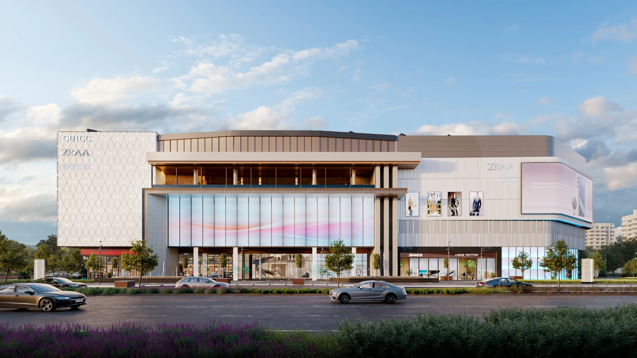 Navoiy City Mall asosiy fasadining loyiha vizuali